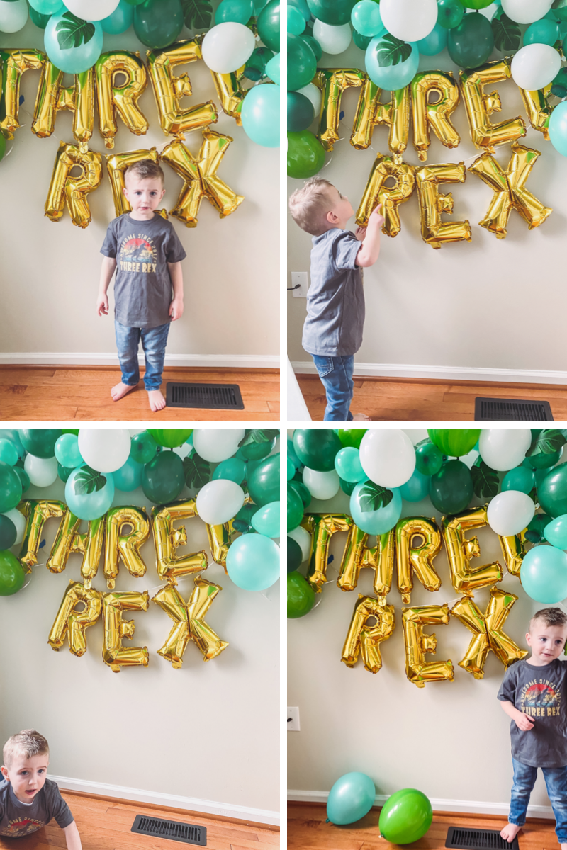 Three-Rex Birthday Party Balloon Garland